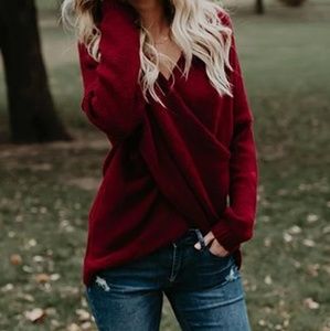 V-Neck Cross Front Sweater